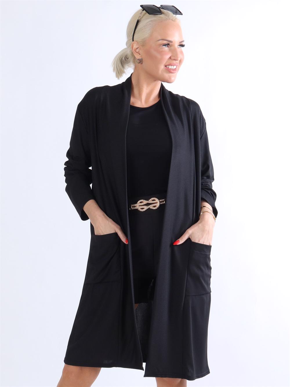 Dolly cardigan - Ribbet cardigan med lommer